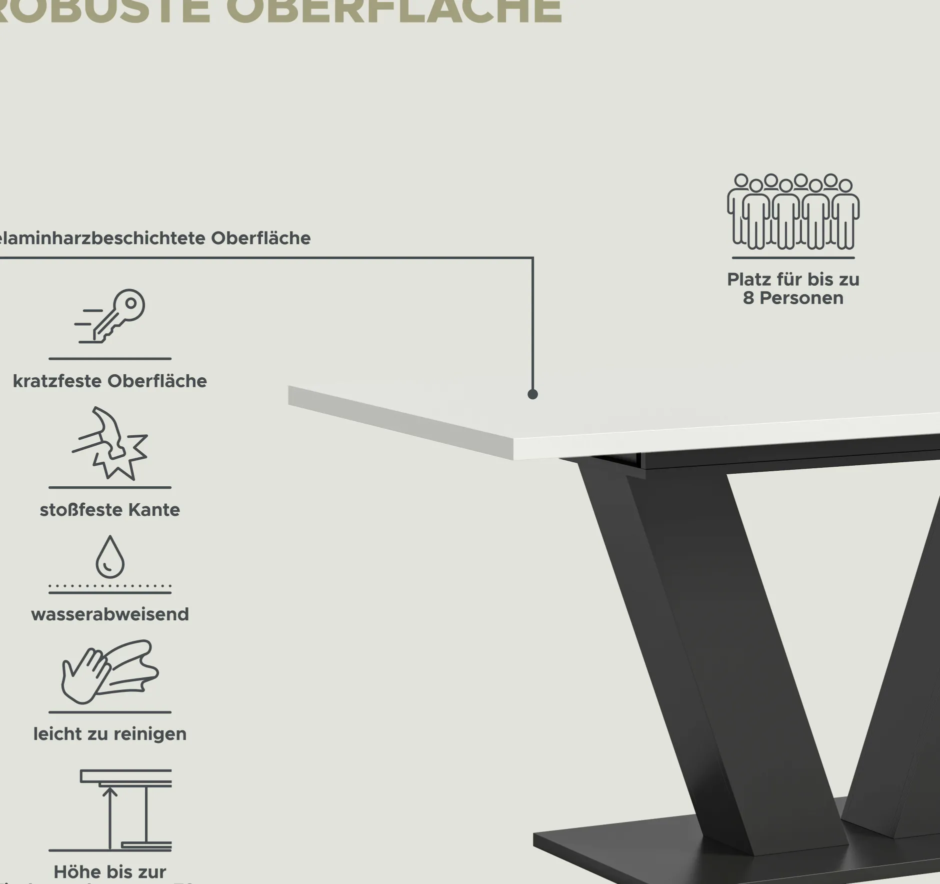 Esstisch Motion Emob - Ausziehbar 150-190x76x90 cm - Weiß/Grau