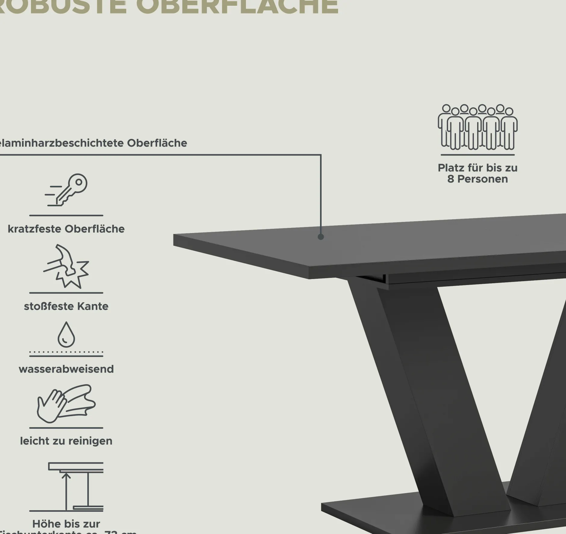 Esstisch Motion Emob - grau FSC-Spaanplatte - 150-190x76x90 cm