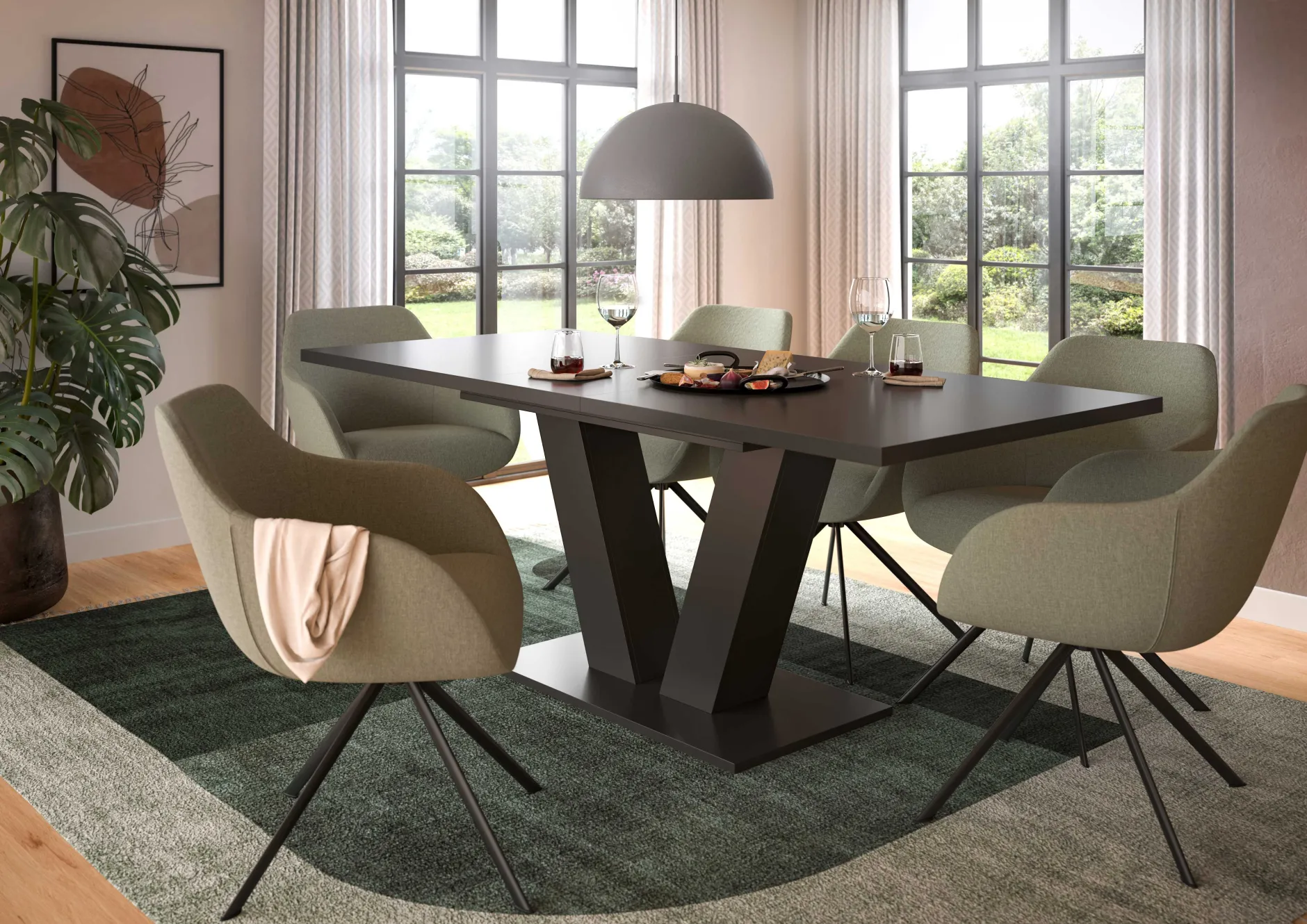 Esstisch Motion Emob - grau FSC-Spaanplatte - 150-190x76x90 cm
