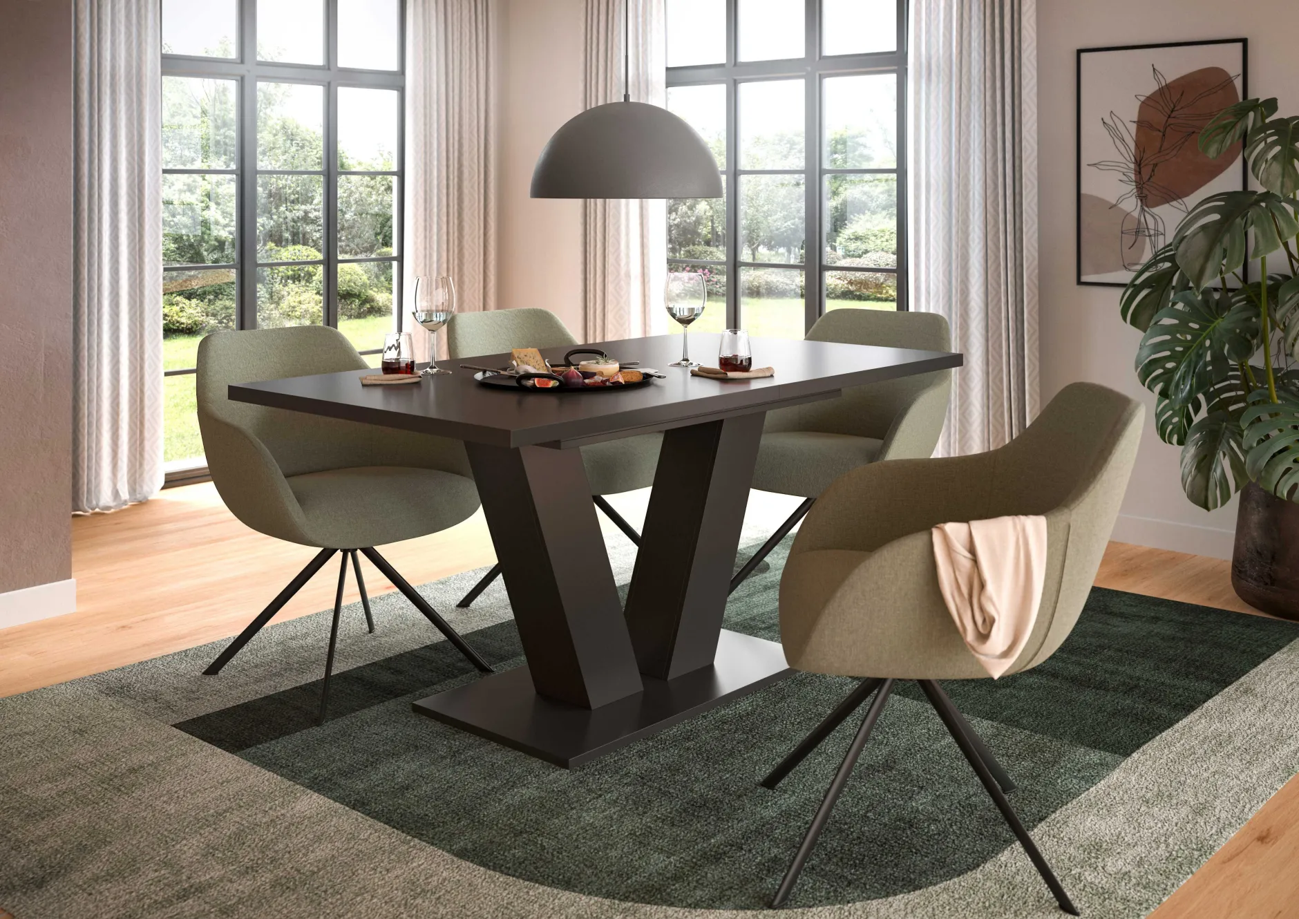 Esstisch Motion Emob - grau FSC-Spaanplatte - 150-190x76x90 cm