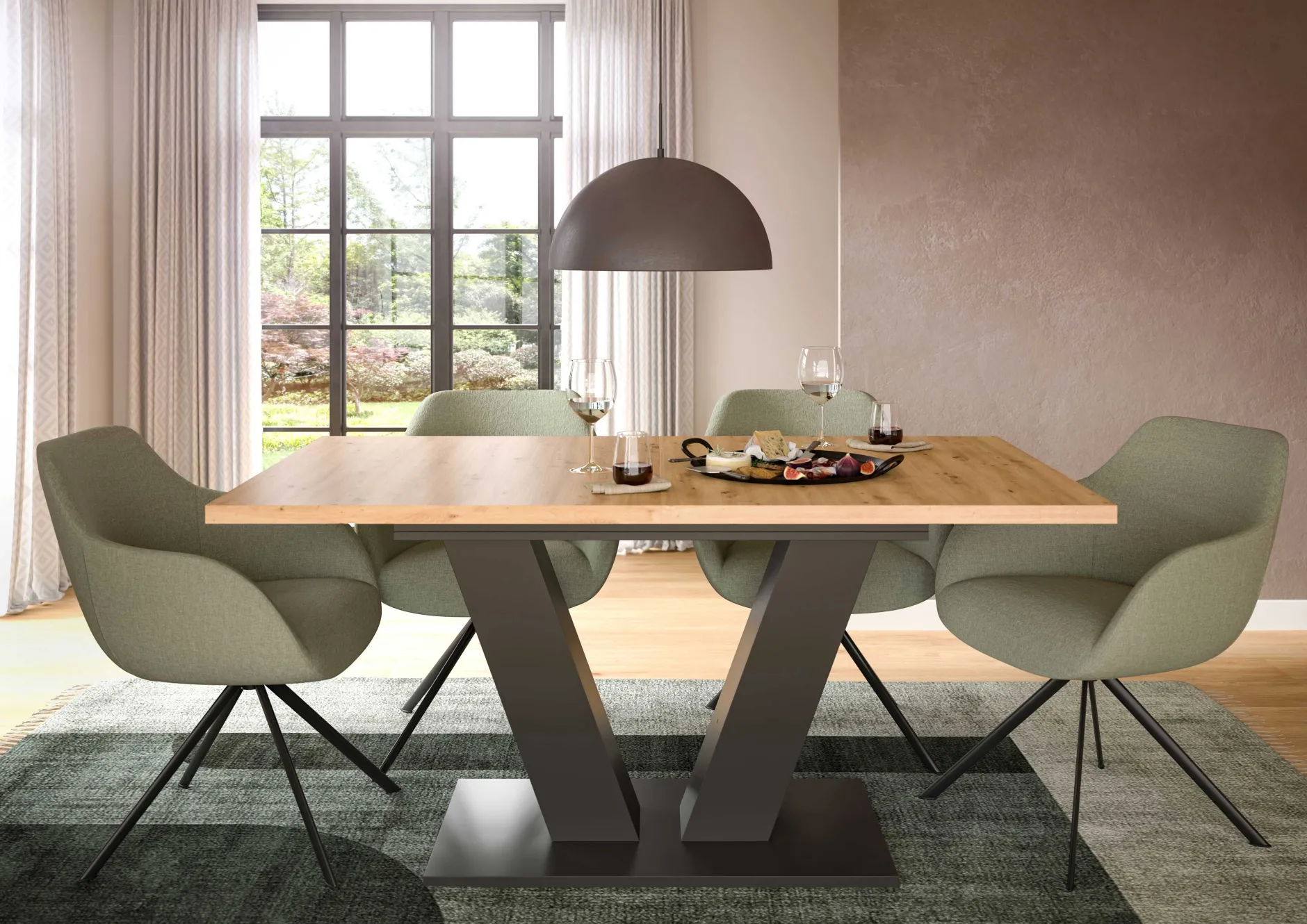 Esstisch Motion Emob – verstellbar 150-190x76x90 cm – Artisan/Grau