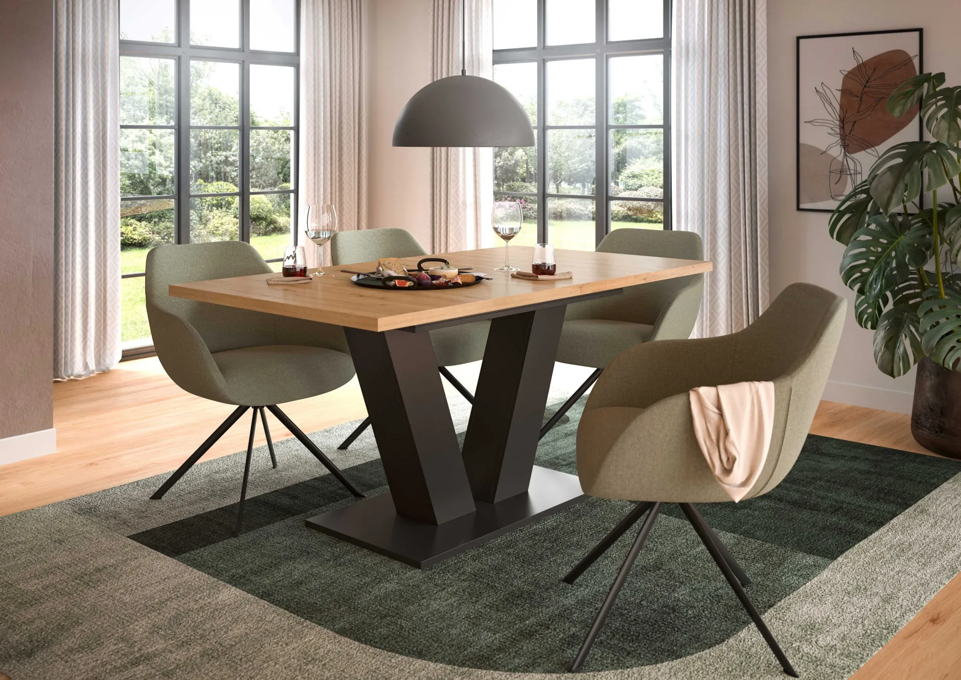 Esstisch Motion Emob – verstellbar 150-190x76x90 cm – Artisan/Grau