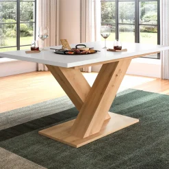 Esstisch Motion Emob – weiß/Artisan – 150-190x76x90 cm