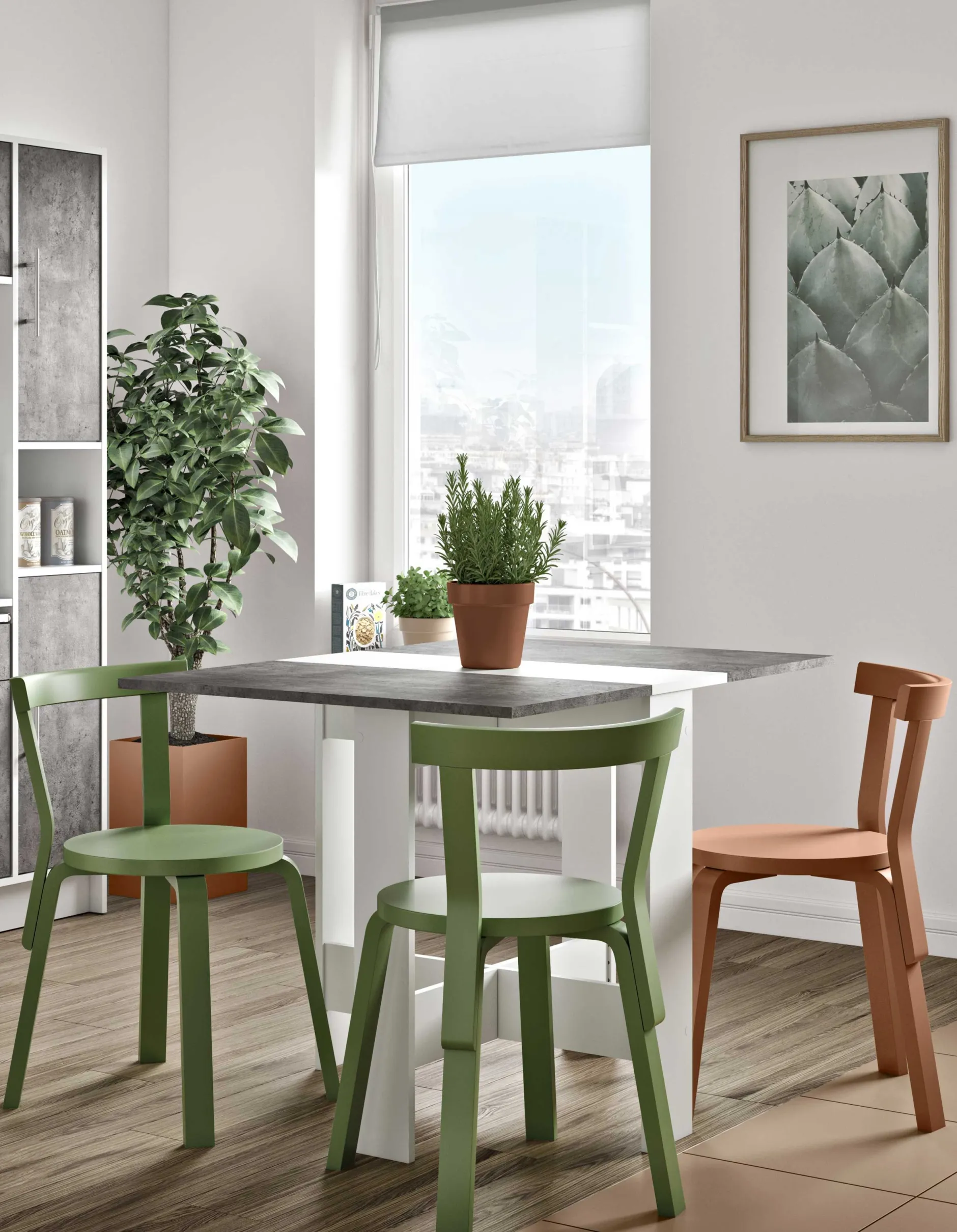 Esstisch Papillon 103 cm - weiß/Beton