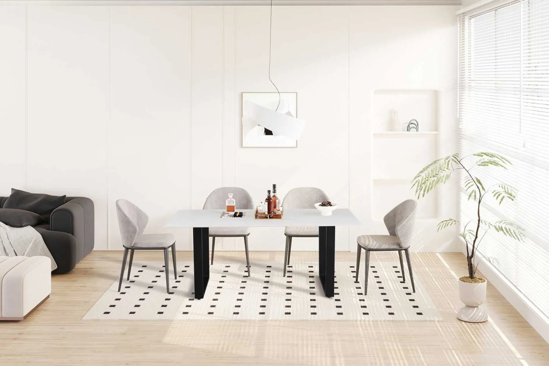Esstisch Poseidon - 180x90x75cm - gesinterter Stein - Marmor