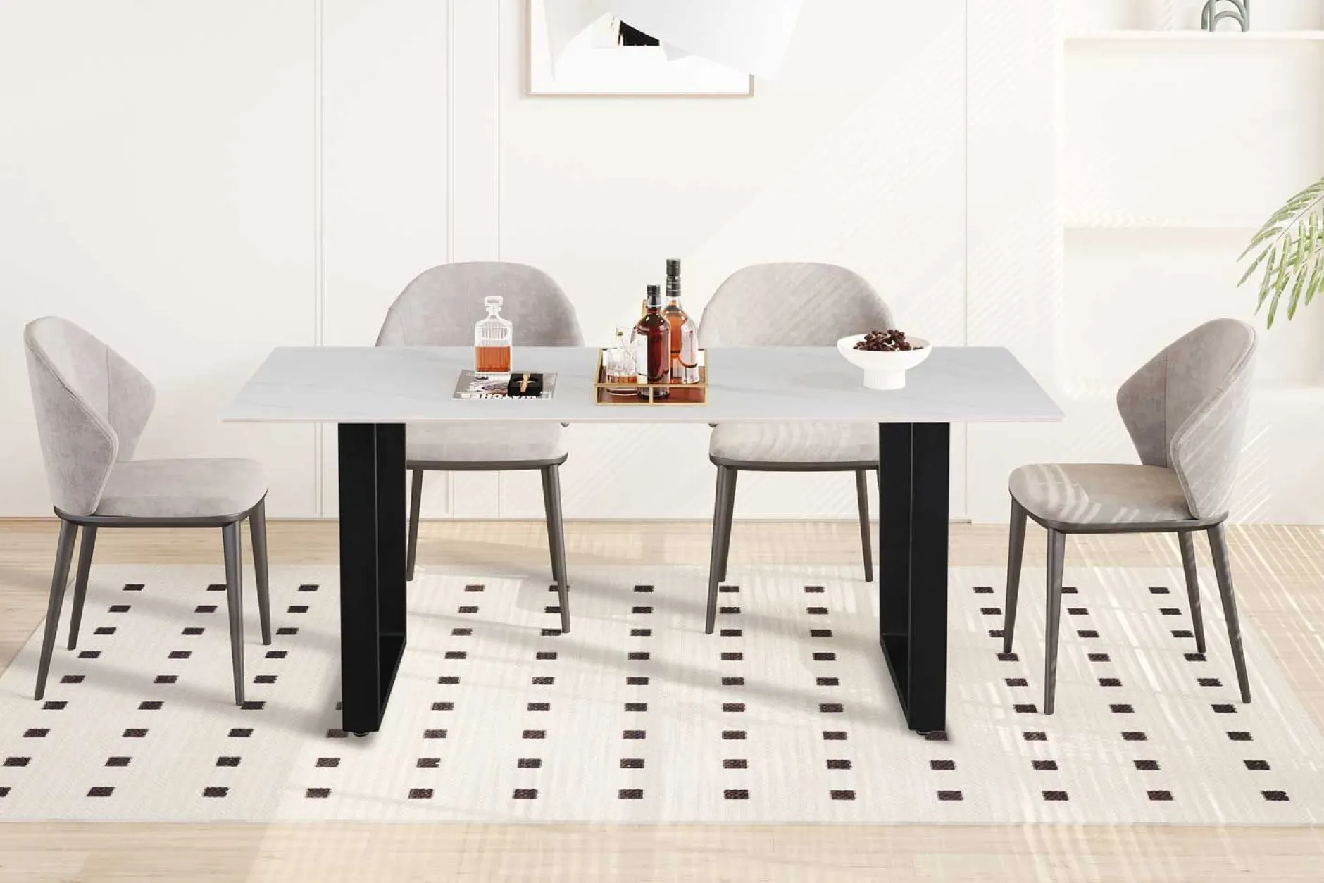 Esstisch Poseidon - 180x90x75cm - gesinterter Stein - Marmor