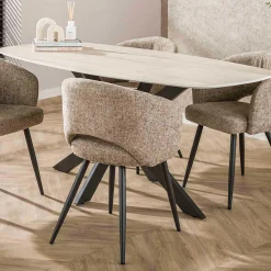 Esstisch Romano Oval 180cm aus keramischem Travertin