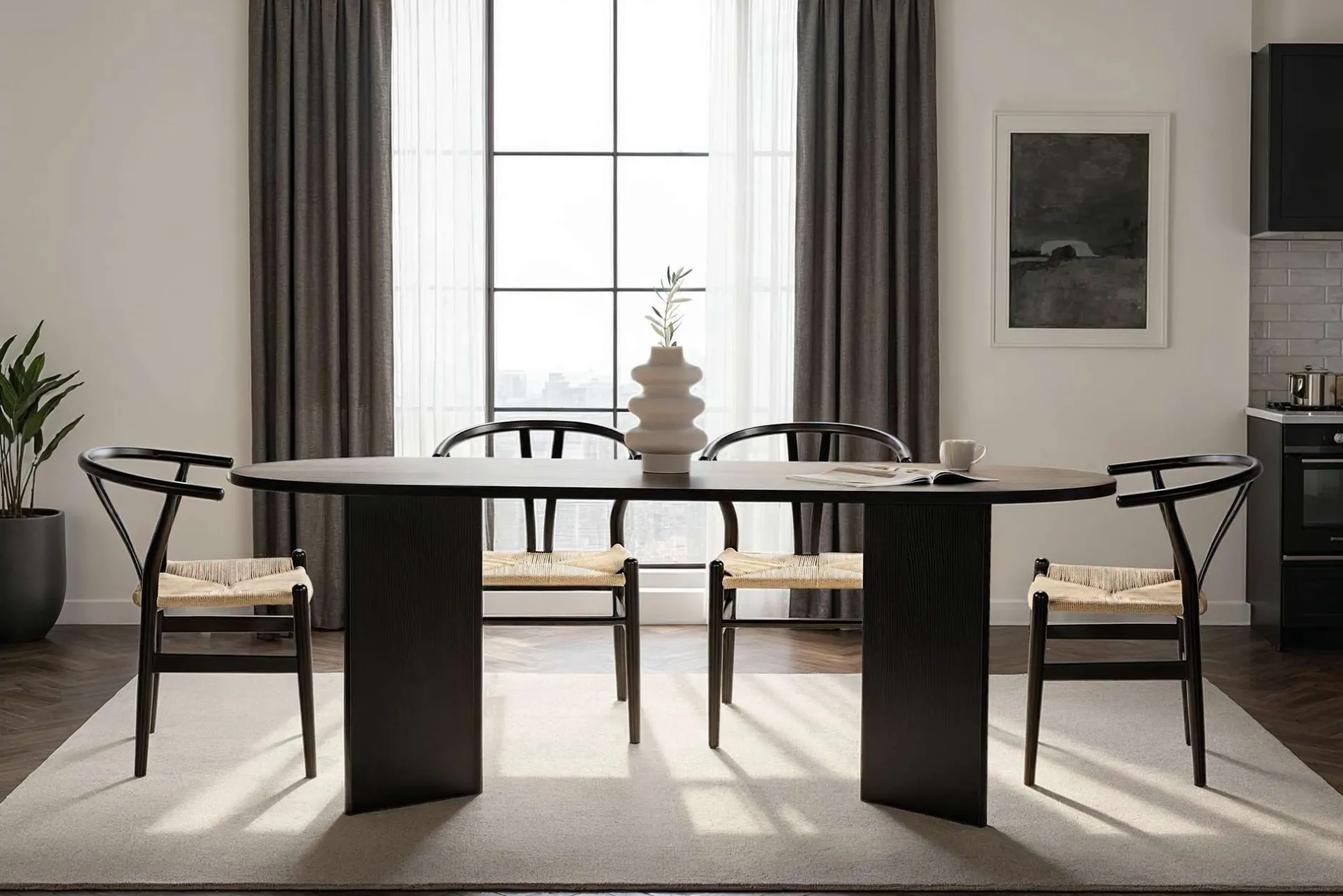 Esstisch Sabella - 100% MELAMINE - Holzschwarz - 75 x 90 x 200 cm