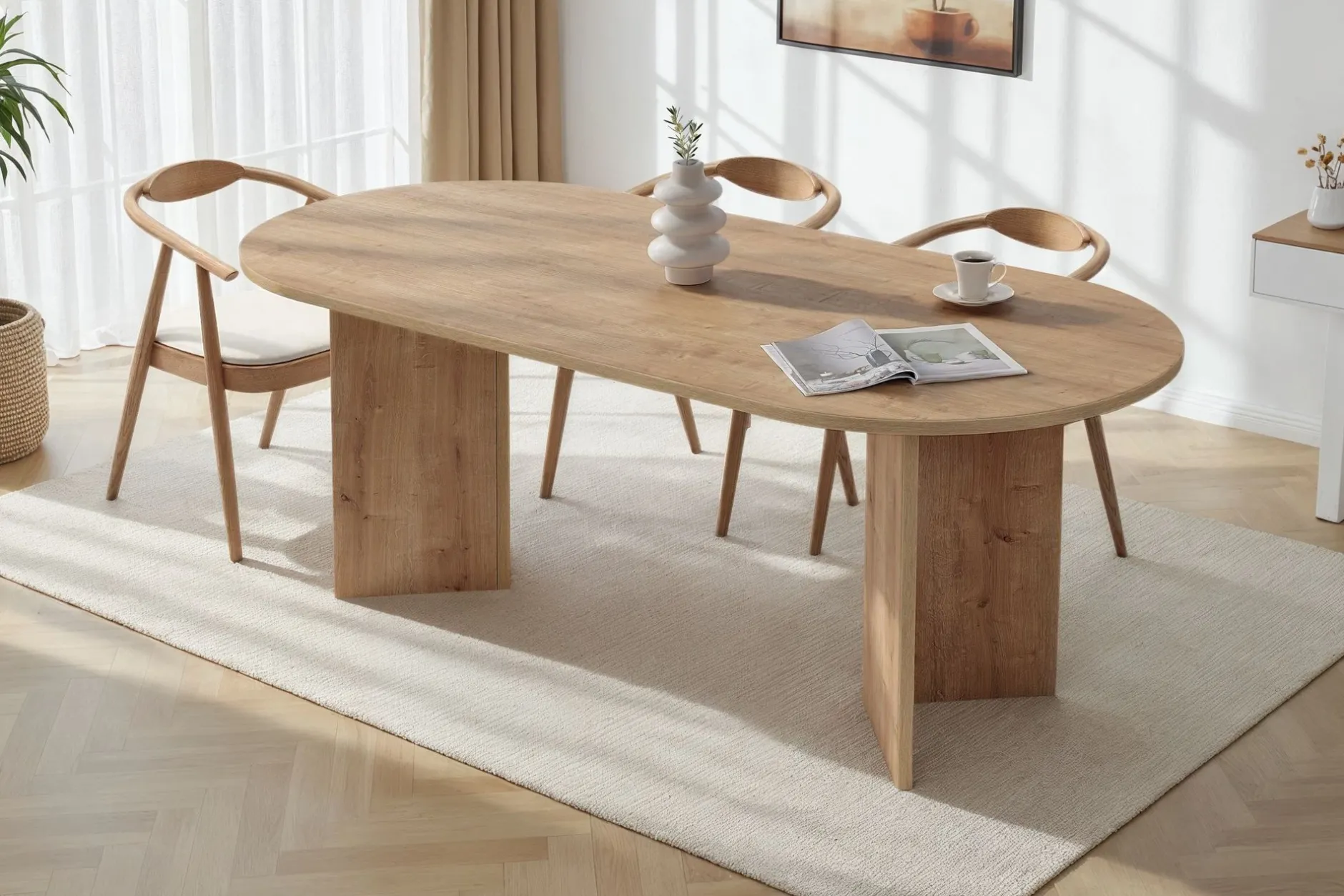 Esstisch Sabella - 100% MELAMINE - Saphireiche - 75 x 90 x 200 cm