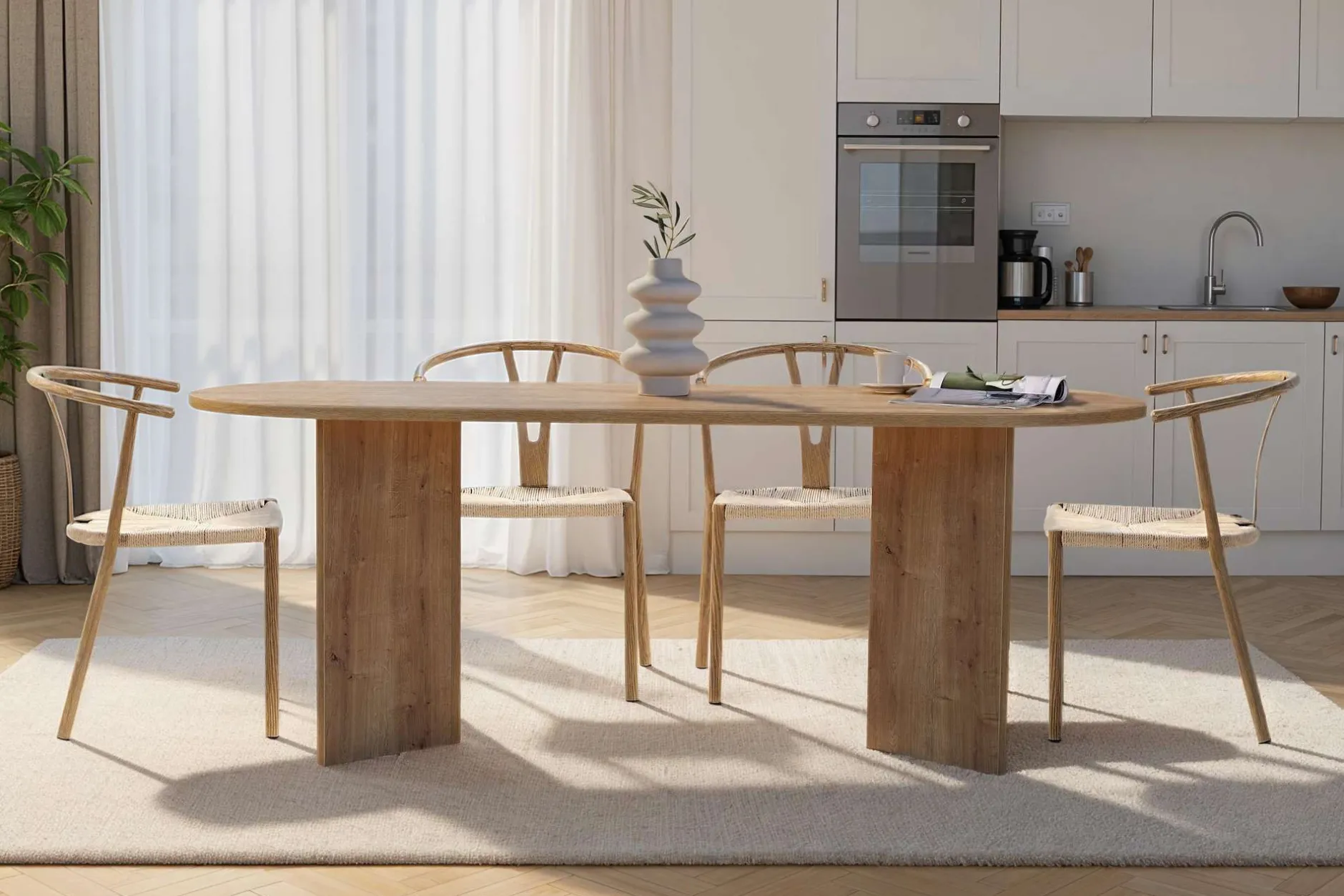 Esstisch Sabella - 100% MELAMINE - Saphireiche - 75 x 90 x 200 cm