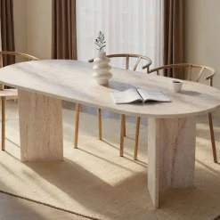 Esstisch Sabella - 100% MELAMINE - Travertin - 75 x 90 x 200 cm