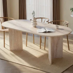 Esstisch Sabella - 100% MELAMINE - Travertin - 75 x 90 x 200 cm