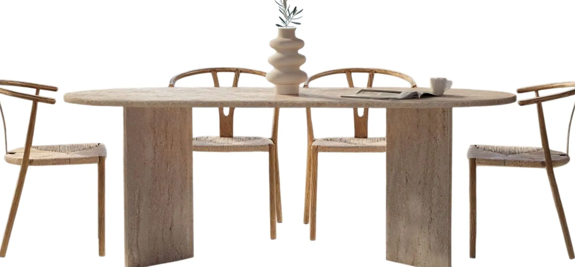 Esstisch Sabella - 100% MELAMINE - Travertin - 75 x 90 x 200 cm