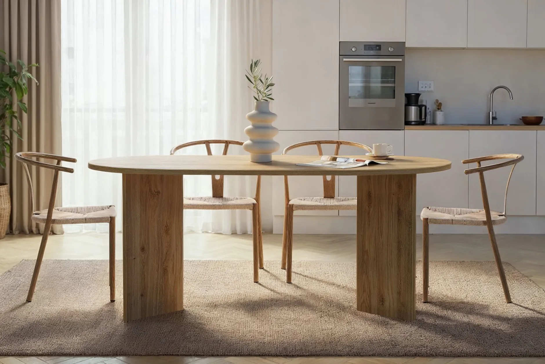 Esstisch Sablin - 100% MELAMINE - Cadiz-Eiche - 75 x 90 x 180 cm