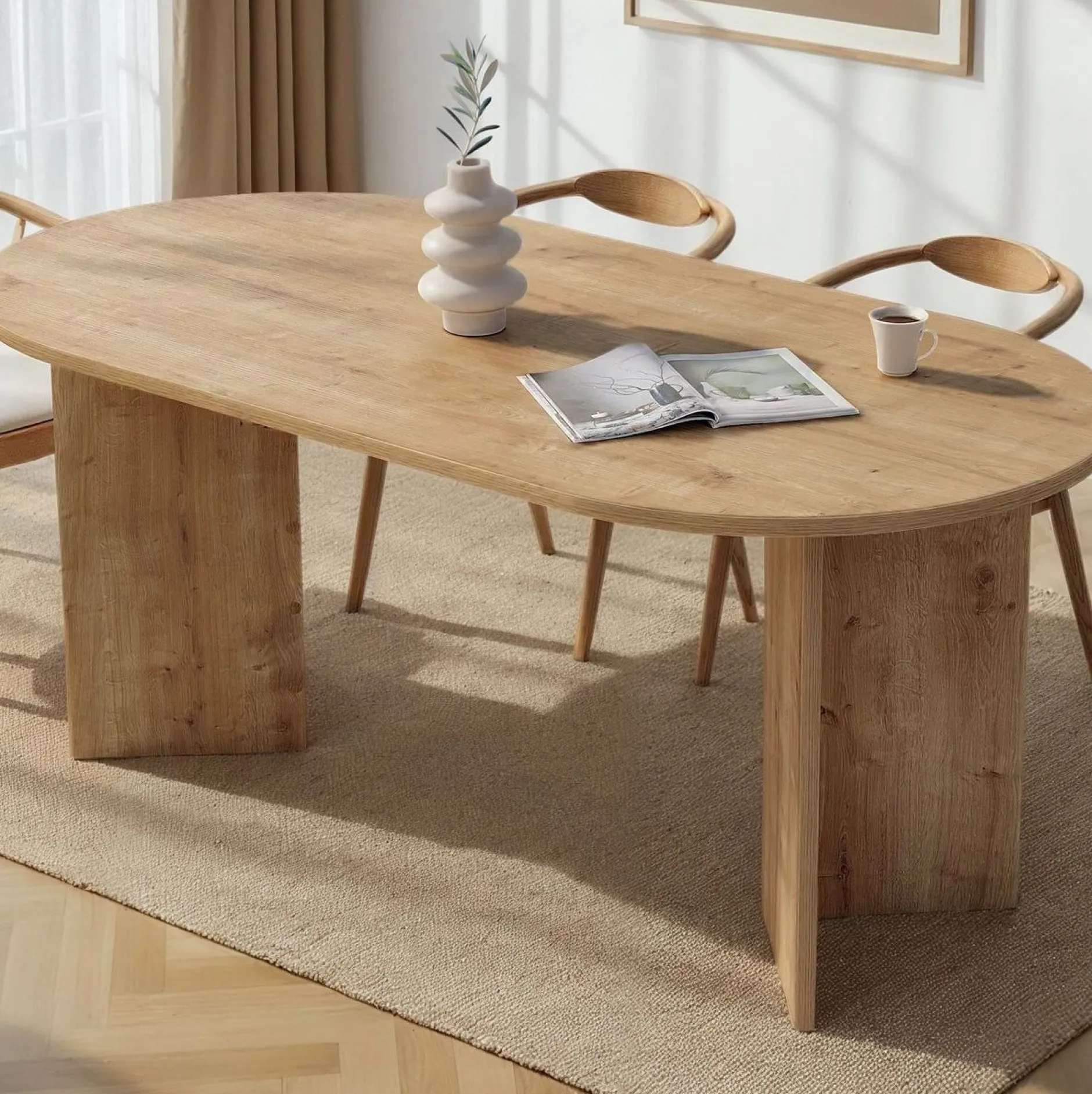 Esstisch Sablin - 100% MELAMINE - Saphireiche - 75 x 90 x 180 cm