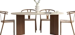 Esstisch Sablin - 100% MELAMINE - Travertin - 75 x 90 x 180 cm