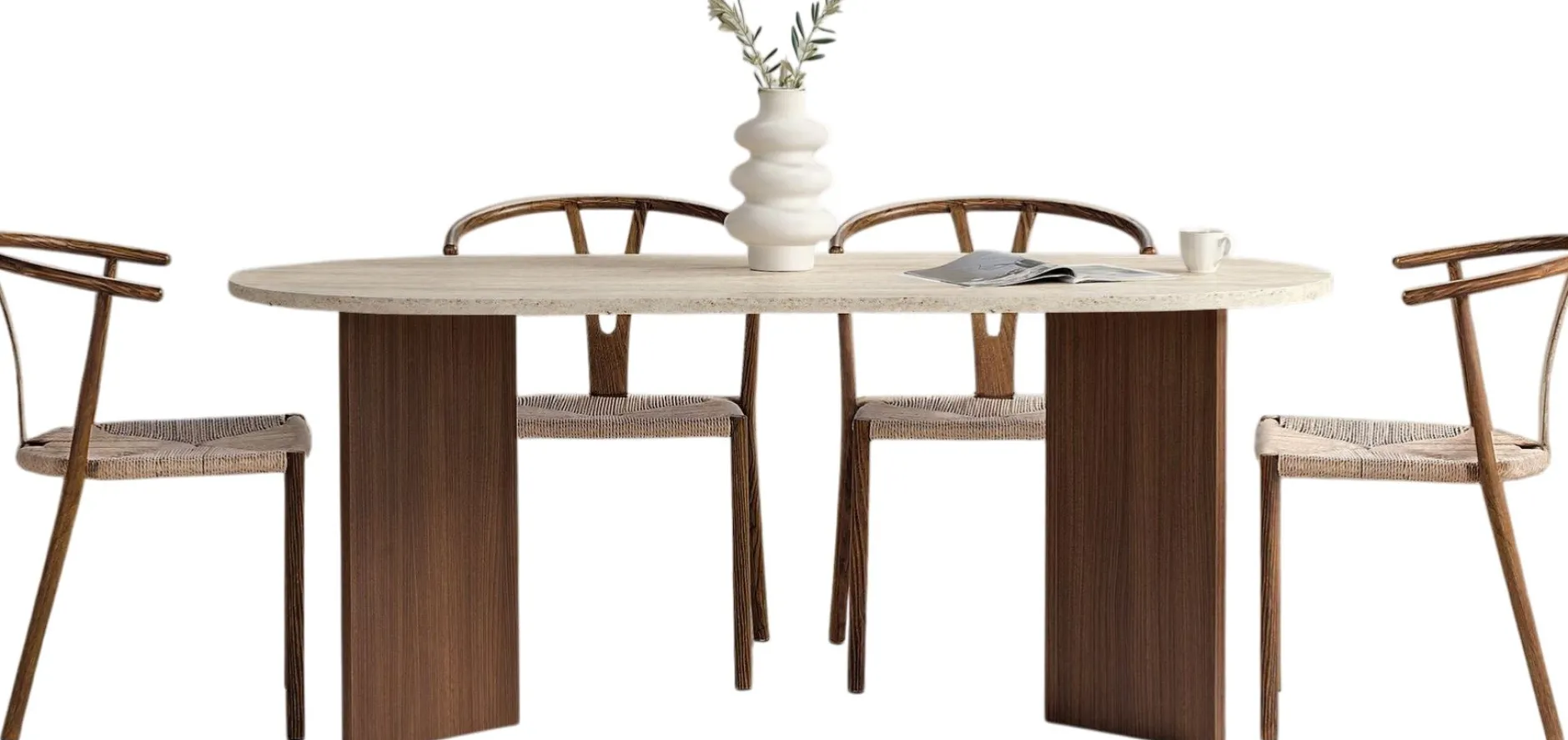 Esstisch Sablin - 100% MELAMINE - Travertin - 75 x 90 x 180 cm