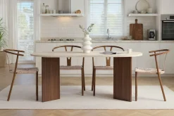 Esstisch Sablin - 100% MELAMINE - Travertin - 75 x 90 x 180 cm