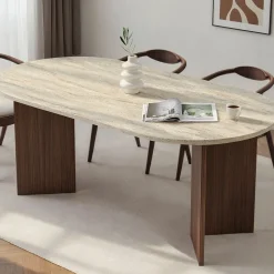 Esstisch Sablin - 100% MELAMINE - Travertin - 75 x 90 x 180 cm