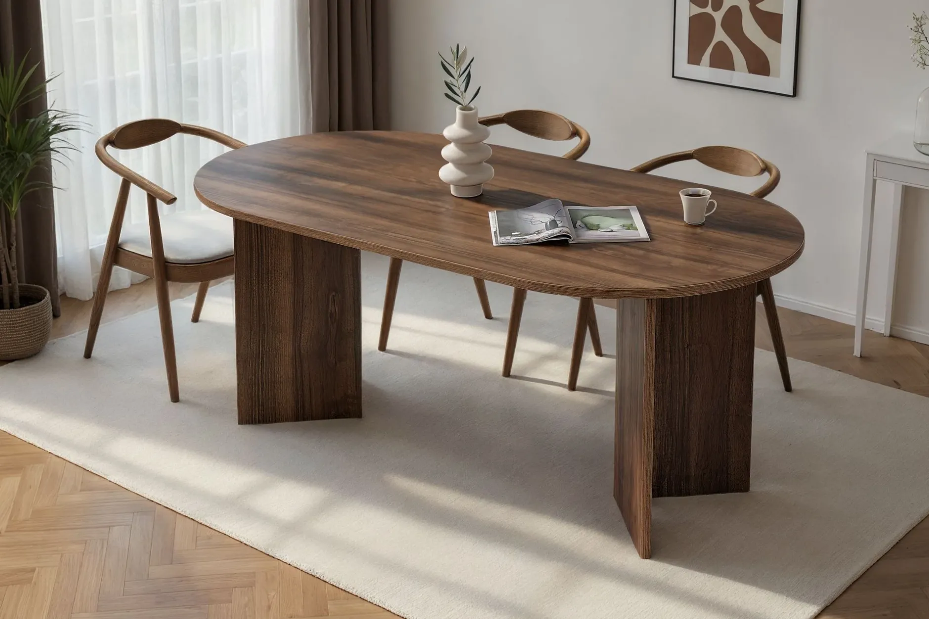 Esstisch Sablin - 100% MELAMINE - Walnuss - 75 x 90 x 180 cm