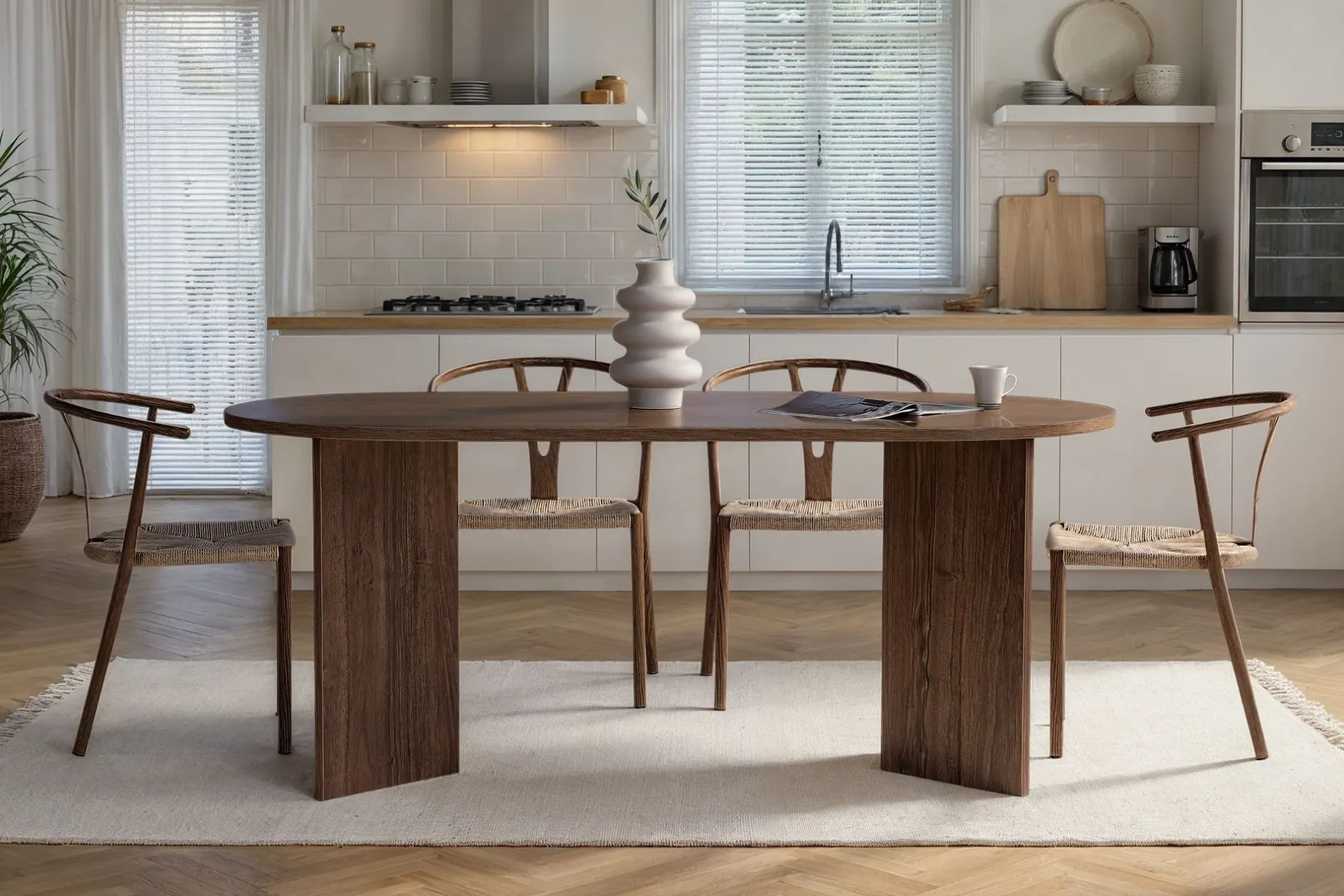 Esstisch Sablin - 100% MELAMINE - Walnuss - 75 x 90 x 180 cm