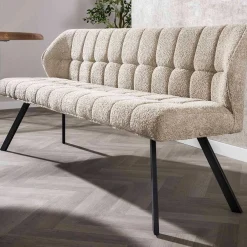 Esszimmerbank Aster - 180x58x81cm - sandfarbener Bouclé-Stoff