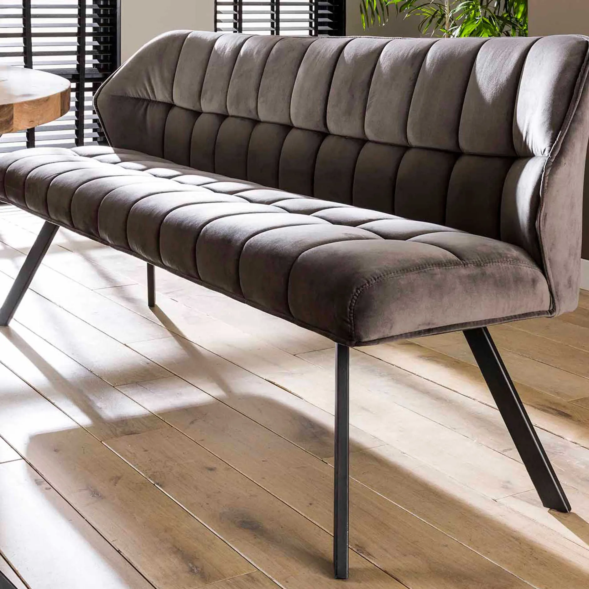 Esszimmerbank Rilla 180cm Samt - anthrazit