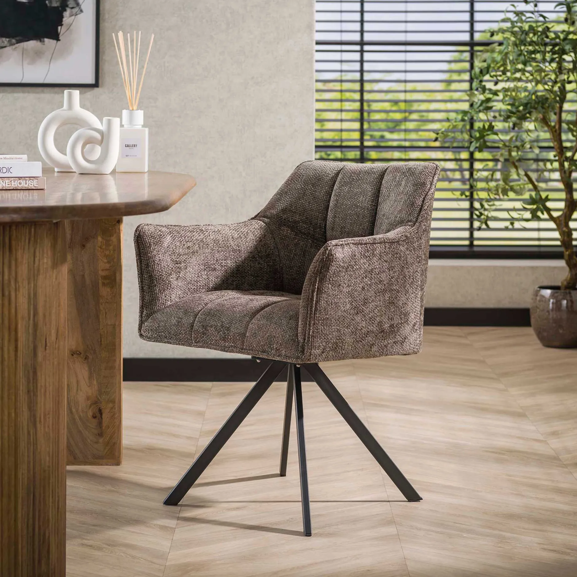 Esszimmer-Drehstuhl Aster - 63x60x81cm - taupe