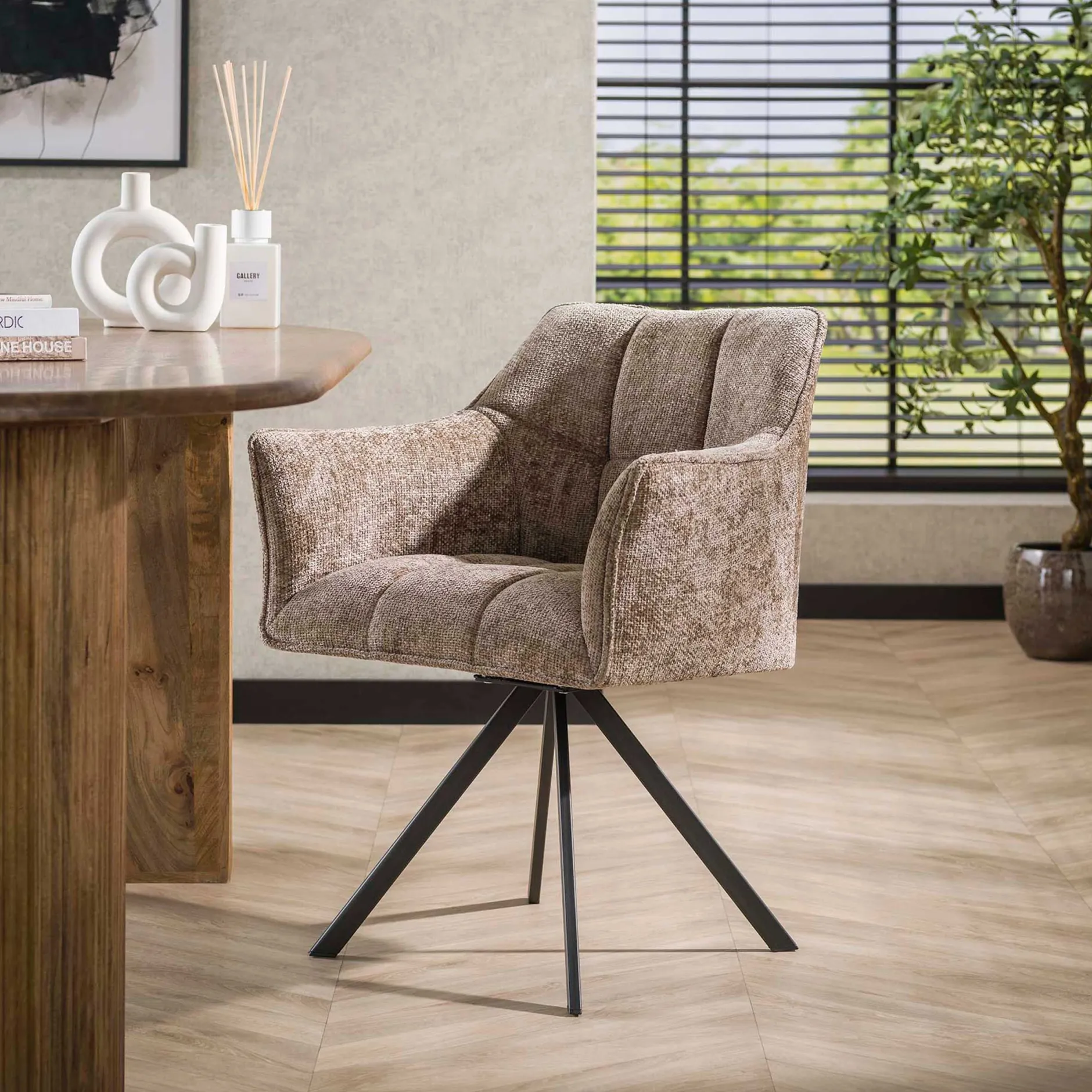Esszimmer-Drehstuhl Aster - 63x60x81cm - champagner
