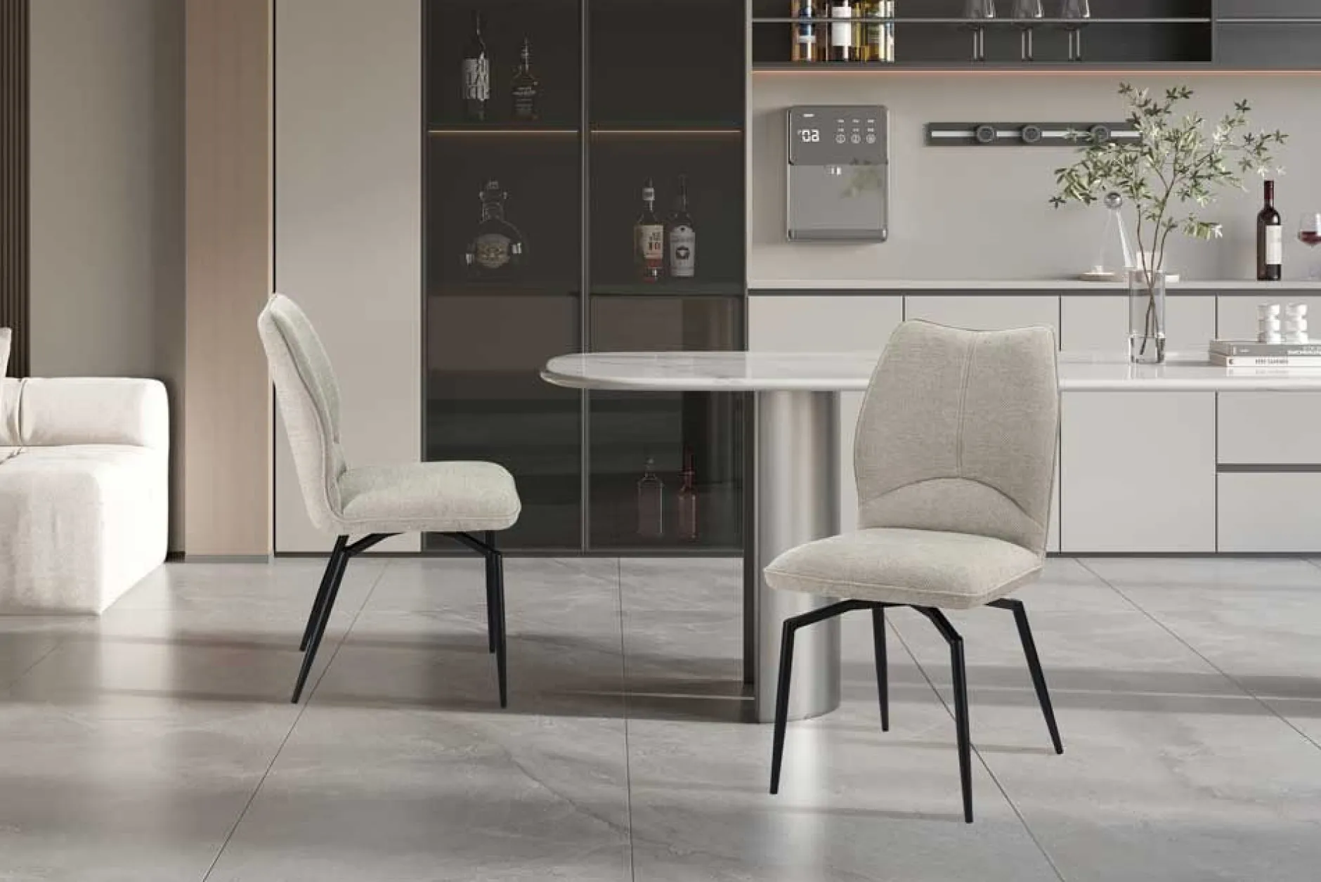 Esszimmer-Drehstuhl Lara - 46x60x89cm - écru