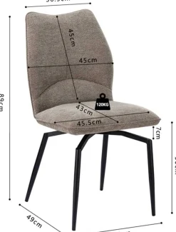 Esszimmer-Drehstuhl Lara - 46x60x89cm - sand