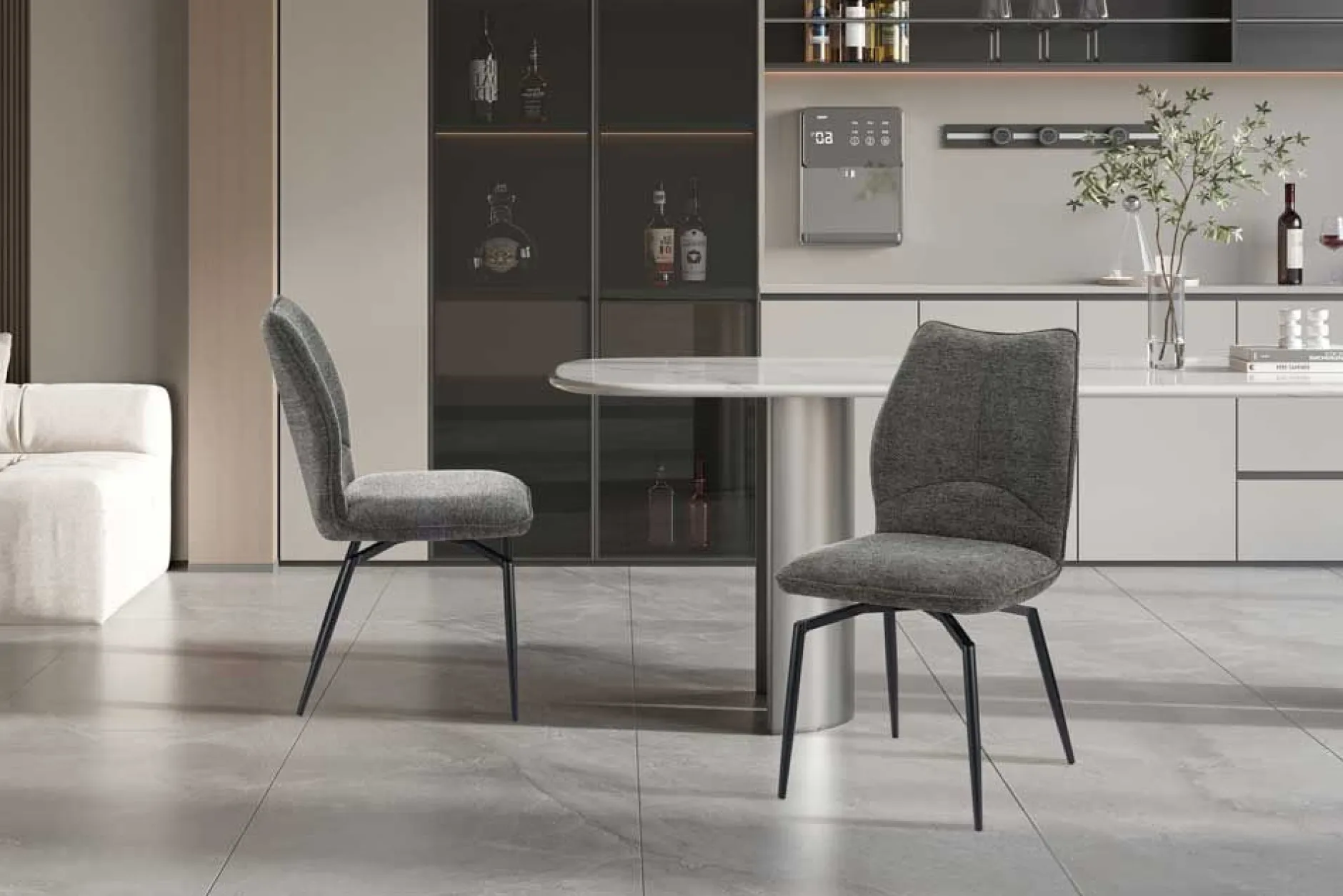 Esszimmer-Drehstuhl Lara - 46x60x89cm - grau