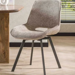 Esszimmer-Drehstuhl Nuria - Chenille-Stoff sand