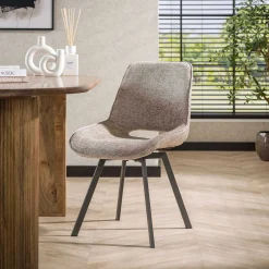 Esszimmer-Drehstuhl Nuria - Chenille-Stoff sand