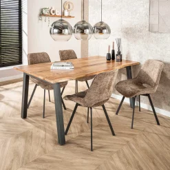 Esszimmer-Drehstuhl Nuria - champagnerfarbener Chenille-Stoff