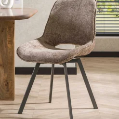 Esszimmer-Drehstuhl Nuria - champagnerfarbener Chenille-Stoff