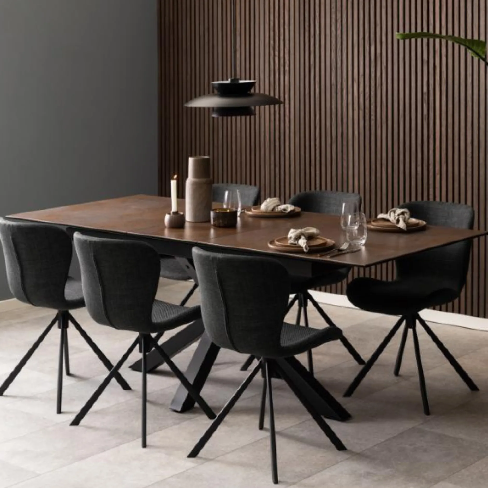 Esszimmer-Drehstuhl Tilda stoff - anthrazit/schwarz