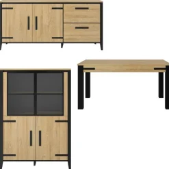 Esszimmergarnitur Kork | Esstisch, Vitrine, Anrichte | Gold Oak Design
