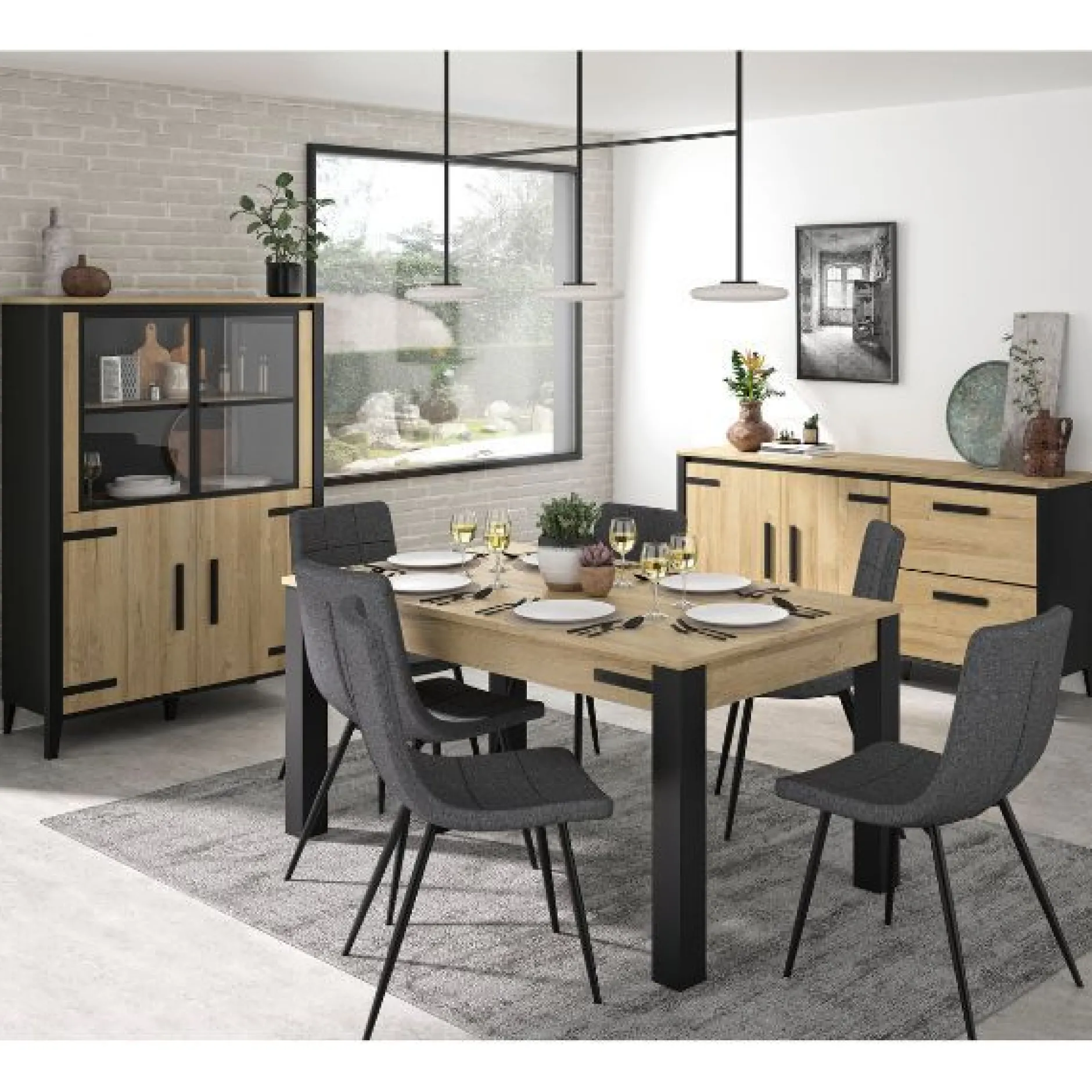 Esszimmergarnitur Kork | Esstisch, Vitrine, Anrichte | Gold Oak Design