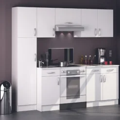 Esszimmergarnitur Nova - Hängeschrank, Seitenschrank, Küchenschrank, Wandschrank & Säulenschrank - Weiß/MDF