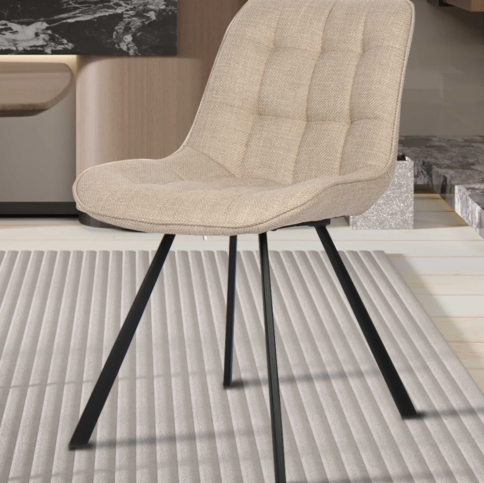 Esszimmerstuhl Ariba mit Metallbeinen - beige