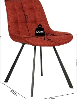 Esszimmerstuhl Ariba mit Metallbeinen - rot
