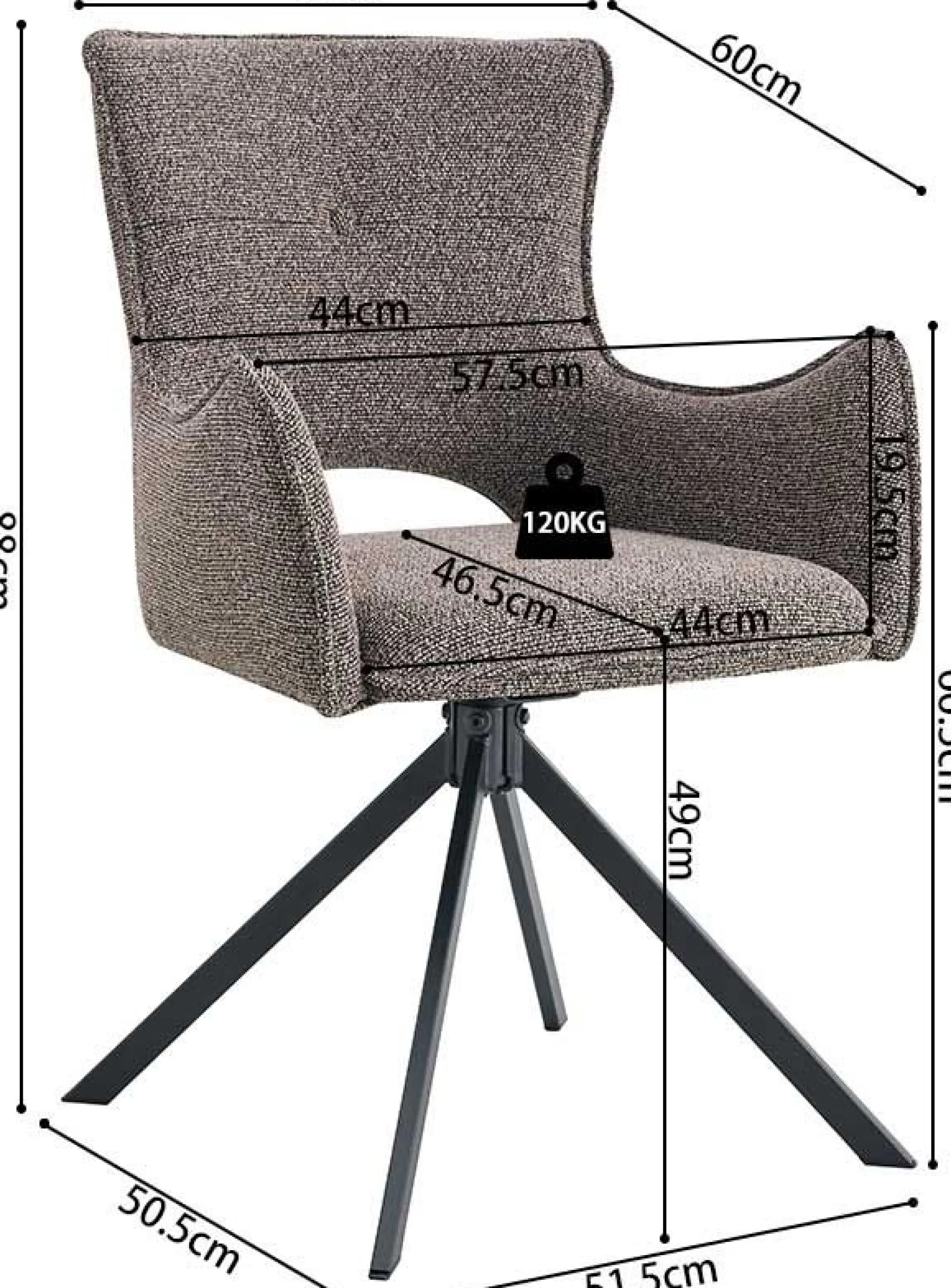 Esszimmerstuhl Billy - 58x60x88cm - drehbar - sand