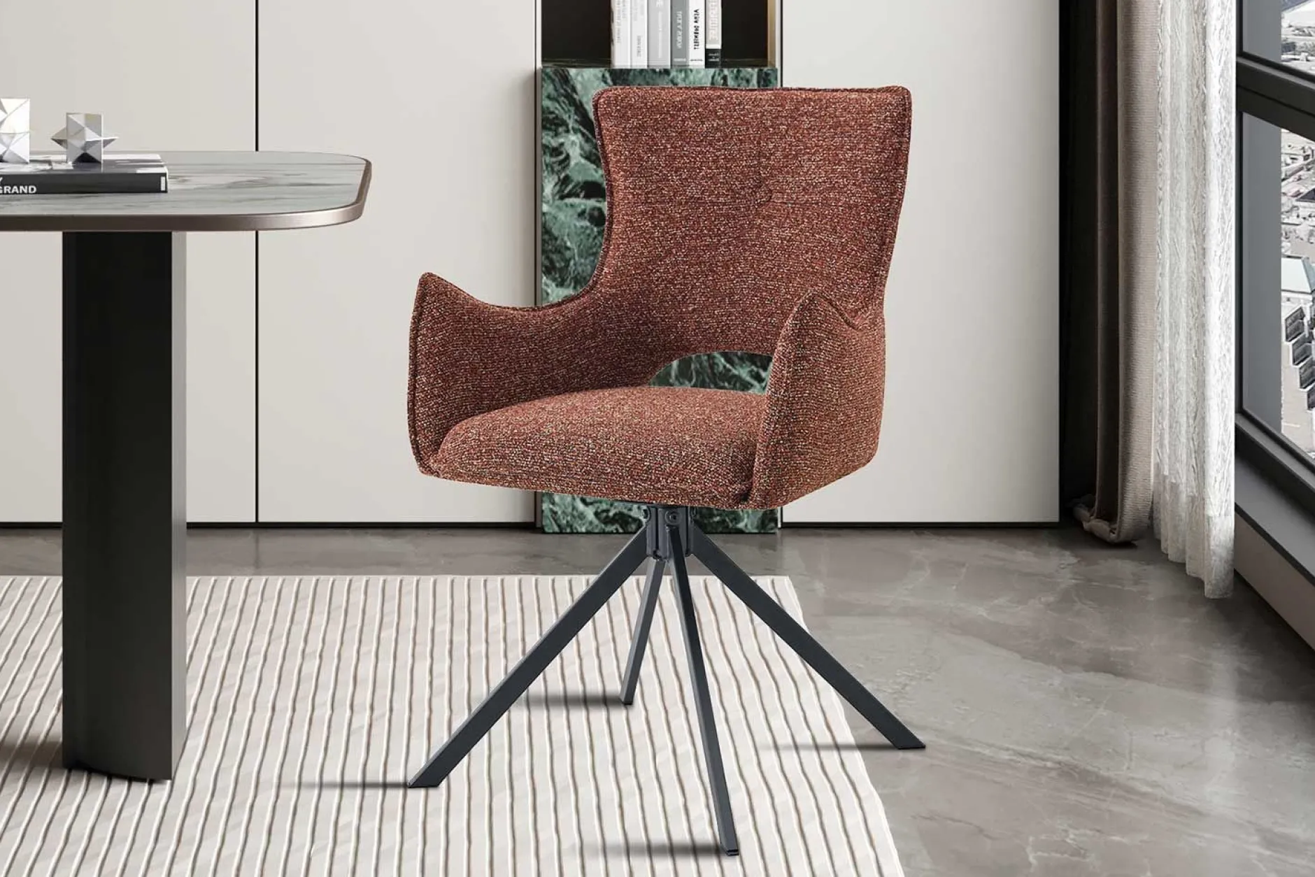 Esszimmerstuhl Billy - 58x60x88cm - drehbar - rot