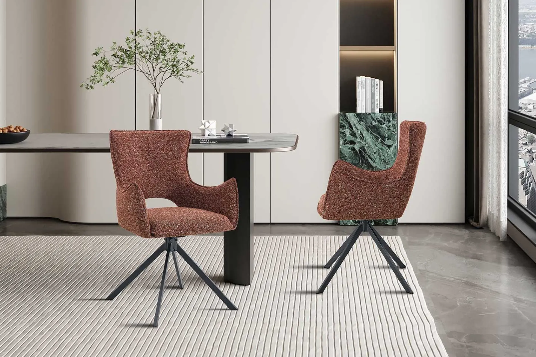 Esszimmerstuhl Billy - 58x60x88cm - drehbar - rot