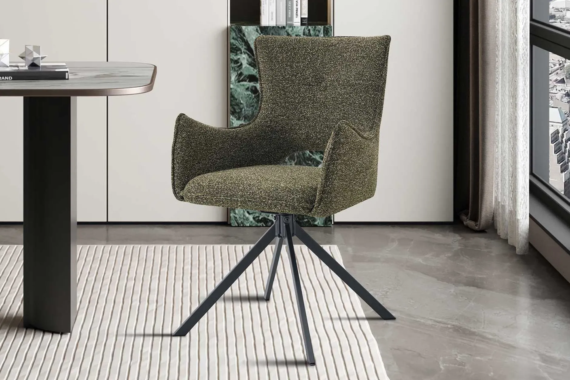 Esszimmerstuhl Billy - 58x60x88cm - drehbar - grün