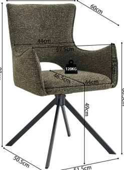 Esszimmerstuhl Billy - 58x60x88cm - drehbar - grün