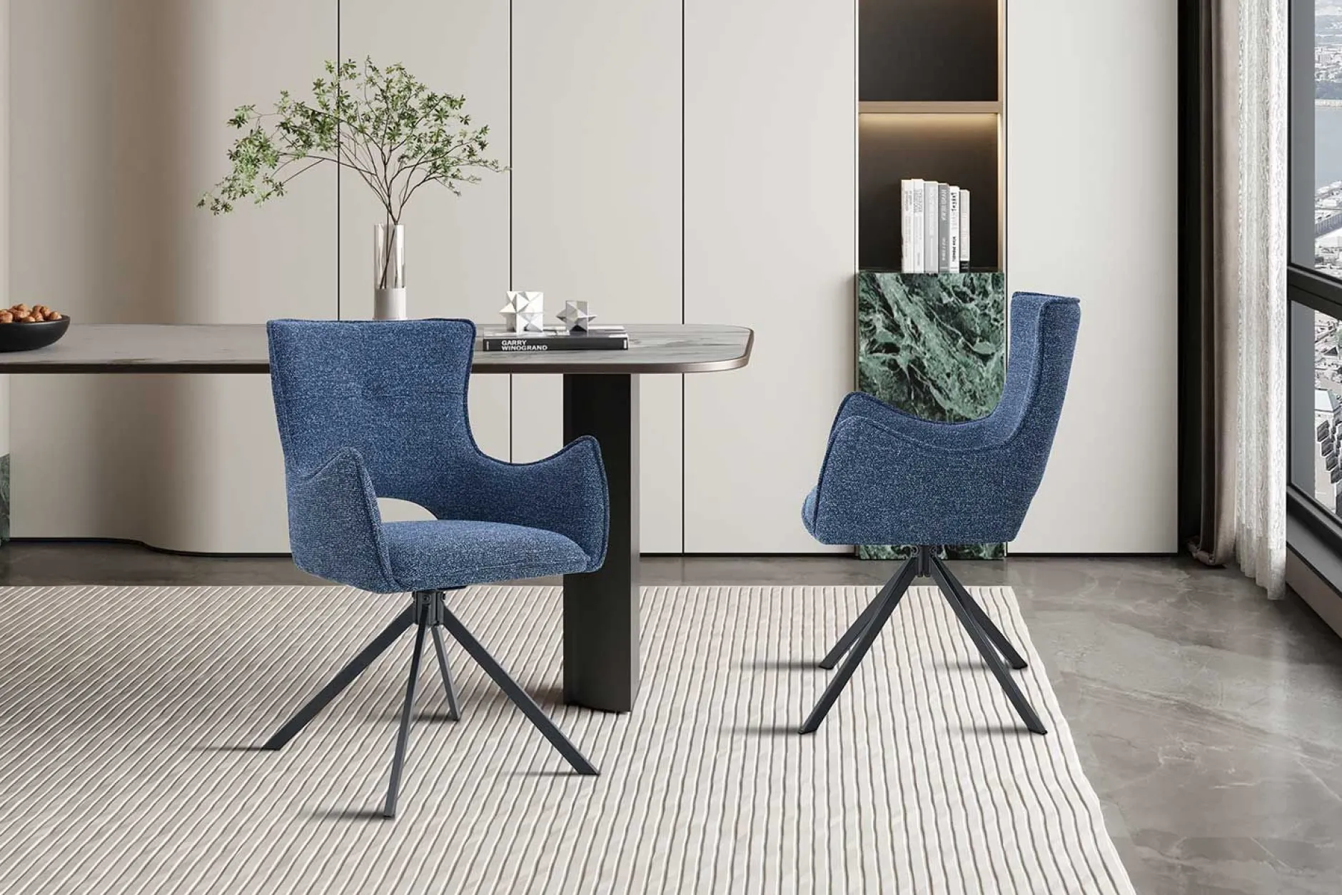 Esszimmerstuhl Billy - 58x60x88cm - drehbar - blau