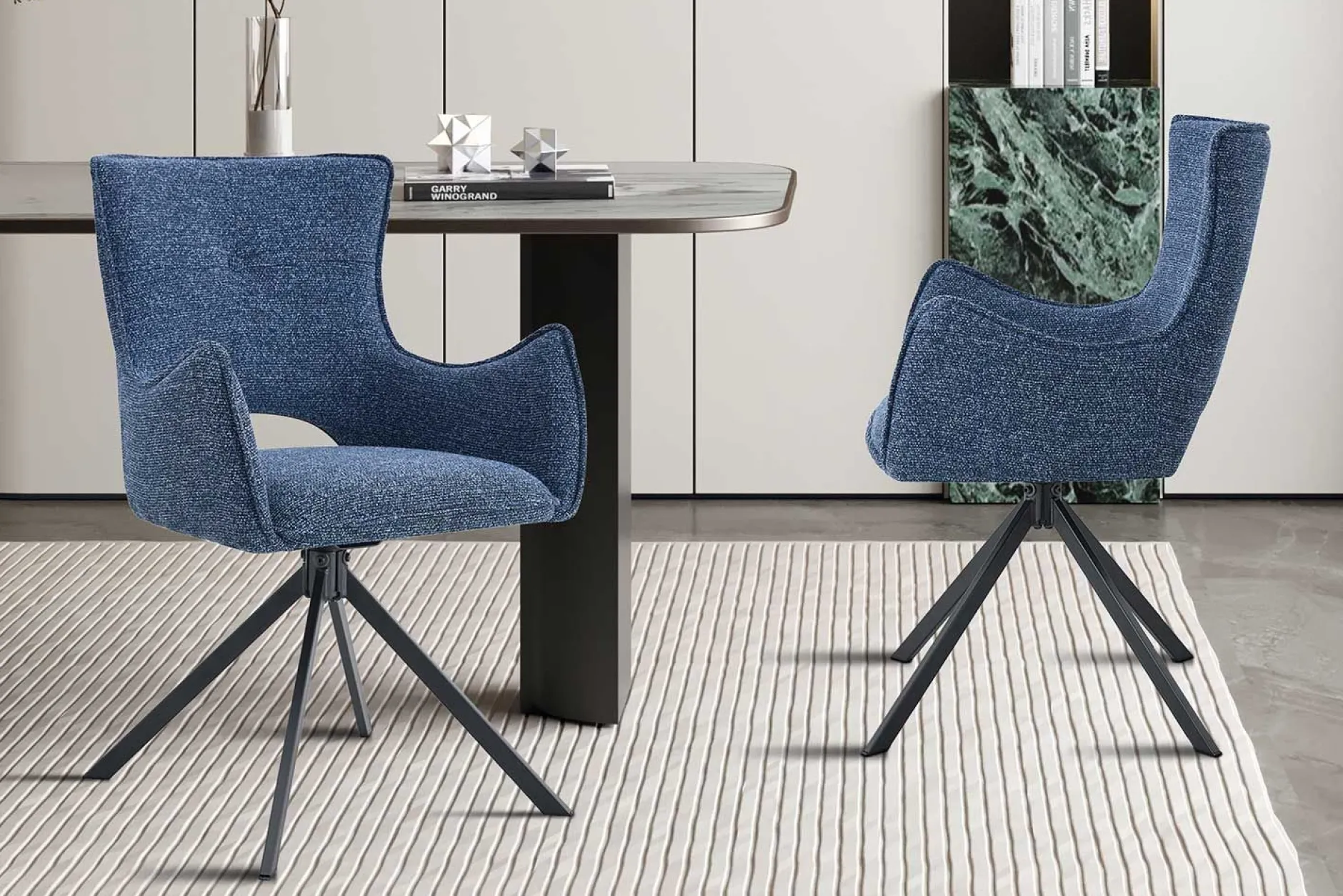 Esszimmerstuhl Billy - 58x60x88cm - drehbar - blau