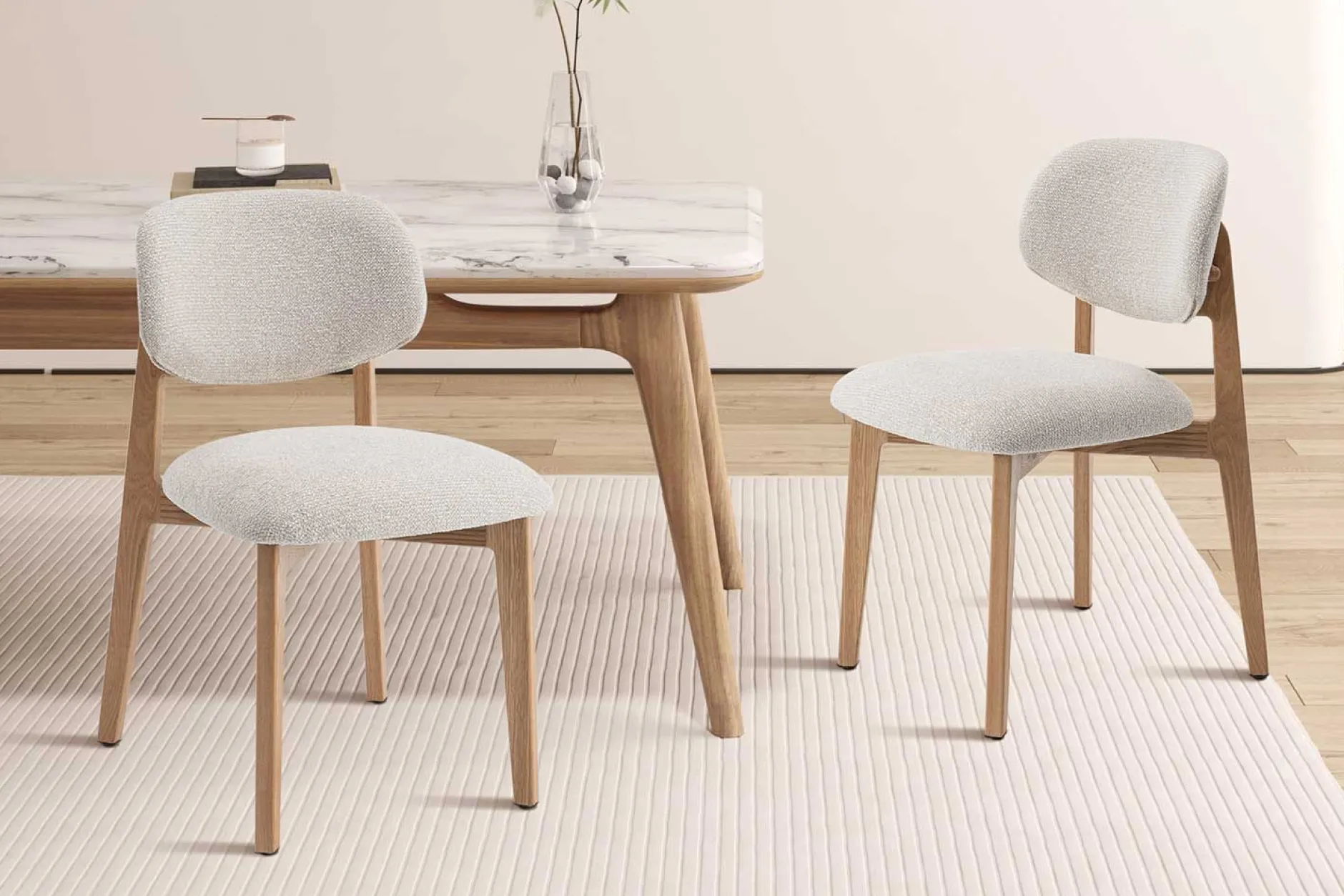 Esszimmerstuhl Carmen - 48x59x83,5cm - Eiche massiv/beige Stoff